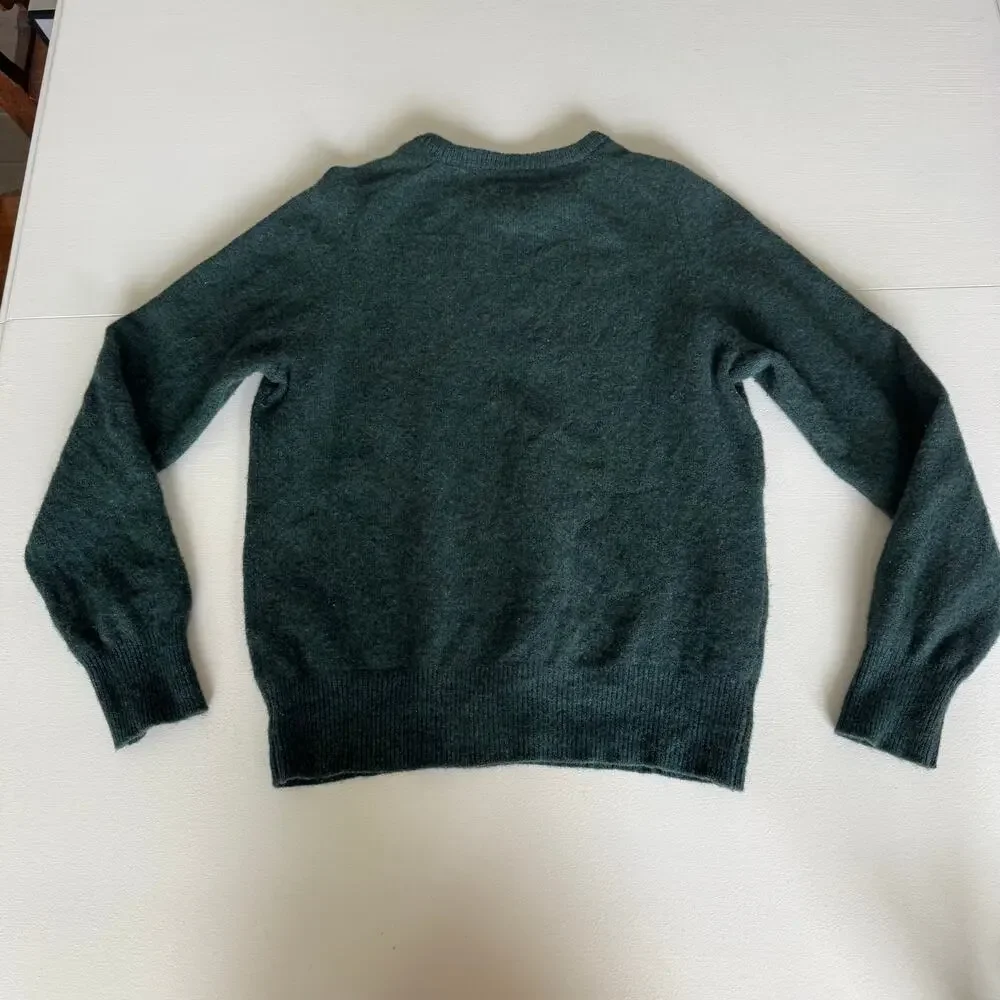 J. Crew Men's Forest Green 100% Lambswool Crewneck Sweater Size Medium 07939